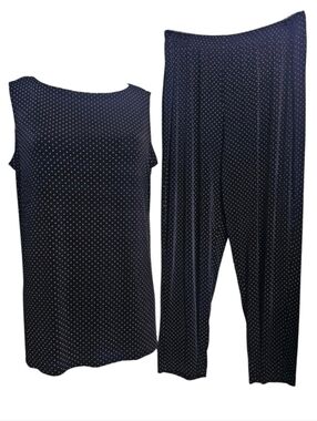 Ronni Nicole By Ouida 2 Pc Set Black/White Polka Dots Pants & Top Sz 14P